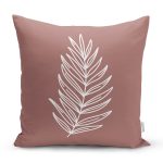 - 8809 - Realhomes  Renkli Zemin Üzerinde Yaprak Desenli Dijital Baskılı Modern Yastık Kırlent Kılıfı Realhomes