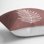 - 8809 - Realhomes  Renkli Zemin Üzerinde Yaprak Desenli Dijital Baskılı Modern Yastık Kırlent Kılıfı Realhomes