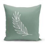 - 8811 - Realhomes Renkli Zemin Üzerinde Yaprak Desenli Dijital Baskılı Modern Yastık Kırlent Kılıfı Realhomes