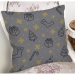 - 8812 - Realhomes Renkli Zemin Üzerinde Gold Detaylı Kartanesi Desenli Yastık Kırlent Kılıfı Realhomes