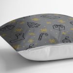 - 8812 - Realhomes Renkli Zemin Üzerinde Gold Detaylı Kartanesi Desenli Yastık Kırlent Kılıfı Realhomes