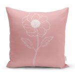 - 8816 - Realhomes Pastel Zemin Üzerinde Beyaz Çiçek Desenli Yastık Kırlent Kılıfı Realhomes