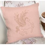 - 8819 - Realhomes Pastel Zemin Üzerinde Unicorn Desenli Dijital Baskılı Modern Yastık Kırlent Kılıfı Realhomes