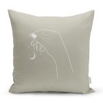 - 8820 - Realhomes Pastel Zemin Üzerinde Onedraw Çizimli El Silüeti Modern Yastık Kırlent Kılıfı Realhomes
