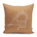 - 8821 - Realhomes  Pastel Zemin Üzerinde Onedraw Çizimli Güneş Desenli Yastık Kırlent Kılıfı Realhomes