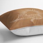 - 8821 - Realhomes  Pastel Zemin Üzerinde Onedraw Çizimli Güneş Desenli Yastık Kırlent Kılıfı Realhomes