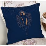 Renkli Zemin Üzerinde Bayan Silüeti Dijital Baskılı Modern Yastık Kırlent Kılıfı Realhomes