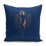 Renkli Zemin Üzerinde Bayan Silüeti Dijital Baskılı Modern Yastık Kırlent Kılıfı Realhomes