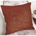 - 8823 - Realhomes  Renkli Zemin Üzerinde Onedraw Çizimli Bayan Silüeti Yastık Kırlent Kılıfı Realhomes