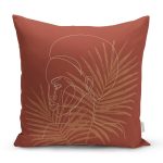 - 8823 - Realhomes  Renkli Zemin Üzerinde Onedraw Çizimli Bayan Silüeti Yastık Kırlent Kılıfı Realhomes