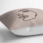 Renkli Zemin Üzerinde Onedraw Çizimli Bayan Silüeti Yastık Kırlent Kılıfı Realhomes