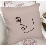 - 8826 - Realhomes Renkli Zemin Üzerinde Onedraw Çizimli Bayan Silüeti Yastık Kırlent Kılıfı Realhomes