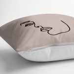 - 8826 - Realhomes Renkli Zemin Üzerinde Onedraw Çizimli Bayan Silüeti Yastık Kırlent Kılıfı Realhomes