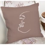 Renkli Zemin Üzerinde Onedraw Çizimli Bayan Silüeti Yastık Kırlent Kılıfı Realhomes