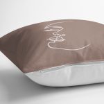 Renkli Zemin Üzerinde Onedraw Çizimli Bayan Silüeti Yastık Kırlent Kılıfı Realhomes