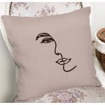 - 8828 - Realhomes Renkli Zemin Üzerinde Onedraw Çizimli Bayan Silüeti Yastık Kırlent Kılıfı Realhomes