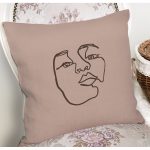 Renkli Zemin Üzerinde Onedraw Çizimli Bayan Silüeti Yastık Kırlent Kılıfı Realhomes