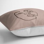 Renkli Zemin Üzerinde Onedraw Çizimli Bayan Silüeti Yastık Kırlent Kılıfı Realhomes