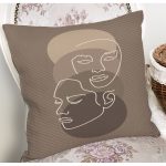 - 8833 - Realhomes  Renkli Zemin Üzerinde Onedraw Çizimli Bayan Silüeti Yastık Kırlent Kılıfı Realhomes