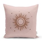Pastel Zemin Üzerinde Güneş Desenli Dijital Baskılı Modern Yastık Kırlent Kılıfı Realhomes