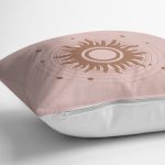 Pastel Zemin Üzerinde Güneş Desenli Dijital Baskılı Modern Yastık Kırlent Kılıfı Realhomes