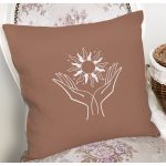 - 8838 - Realhomes Pastel Zemin Üzerinde Onedraw Çizimli El Silüeti Modern Yastık Kırlent Kılıfı Realhomes