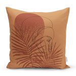 Pastel Zemin Üzerinde Onedraw Çizimli Bayan Silüeti Yastık Kırlent Kılıfı Realhomes