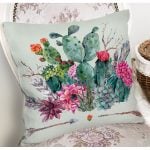Renkli Zemin Üzerinde Oklu Kaktüs Desenli Yastık Kırlent Kılıfı Realhomes