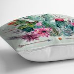 Renkli Zemin Üzerinde Oklu Kaktüs Desenli Yastık Kırlent Kılıfı Realhomes