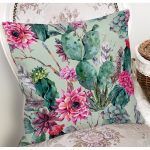 Renkli Zemin Üzerinde Kaktüs Desenli Dijital Baskılı Modern Yastık Kırlent Kılıfı Realhomes