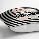 - 8855 - Realhomes Renkli Zemin Üzerinde Siyah Çizgili Kaktüs Desenli Modern Yastık Kırlent Kılıfı Realhomes