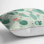 - 8856 - Realhomes Renkli Zemin Üzerinde Kaktüs Desenli Dijital Baskılı Modern Yastık Kırlent Kılıfı Realhomes