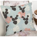 Renkli Zemin Üzerinde Yaprak Desenli Dijital Baskılı Modern Yastık Kırlent Kılıfı Realhomes