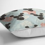 Renkli Zemin Üzerinde Yaprak Desenli Dijital Baskılı Modern Yastık Kırlent Kılıfı Realhomes