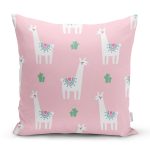 - 8861 - Realhomes Renkli Zeminli Sevimli Zurafa Desenli Dijital Baskılı Modern Yastık Kırlent Kılıfı Realhomes