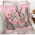 - 8872 - Realhomes Renkli Zemin Üzerinde Kaktüs Desenli Dijital Baskılı Modern Yastık Kırlent Kılıfı Realhomes