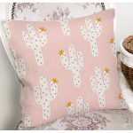 - 8878 - Realhomes  Renkli Zemin Üzerinde Kaktüs Desenli Dijital Baskılı Modern Yastık Kırlent Kılıfı Realhomes