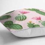 - 8880 - Realhomes Renkli Zemin Üzerinde Kaktüs Desenli Dijital Baskılı Modern Yastık Kırlent Kılıfı Realhomes