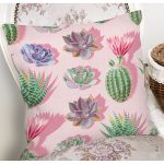 Renkli Zemin Üzerinde Kaktüs Desenli Dijital Baskılı Modern Yastık Kırlent Kılıfı Realhomes