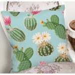 Renkli Zemin Üzerinde Kaktüs Desenli Dijital Baskılı Modern Yastık Kırlent Kılıfı Realhomes