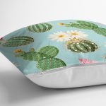 Renkli Zemin Üzerinde Kaktüs Desenli Dijital Baskılı Modern Yastık Kırlent Kılıfı Realhomes