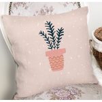 - 8886 - Realhomes Renkli Zemin Üzerinde Yaprak Desenli Dijital Baskılı Modern Yastık Kırlent Kılıfı Realhomes