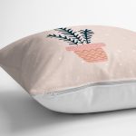 - 8886 - Realhomes Renkli Zemin Üzerinde Yaprak Desenli Dijital Baskılı Modern Yastık Kırlent Kılıfı Realhomes