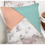 - 8890 - Realhomes Renkli Geometrik Desenli Mermer Motifli Dijital Baskılı Modern Yastık Kılıfı Realhomes