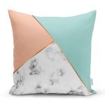 - 8890 - Realhomes Renkli Geometrik Desenli Mermer Motifli Dijital Baskılı Modern Yastık Kılıfı Realhomes