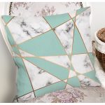 - 8891 - Realhomes Renkli Geometrik Desenli Mermer Motifli Dijital Baskılı Modern Yastık Kılıfı Realhomes