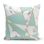 - 8891 - Realhomes Renkli Geometrik Desenli Mermer Motifli Dijital Baskılı Modern Yastık Kılıfı Realhomes