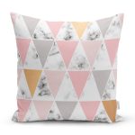 Renkli Geometrik Desenli Mermer Motifli Dijital Baskılı Modern Yastık Kılıfı Realhomes