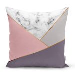 - 8895 - Realhomes Renkli Geometrik Desenli Mermer Motifli Dijital Baskılı Modern Yastık Kılıfı Realhomes