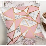 - 8896 - Realhomes Renkli Geometrik Desenli Mermer Motifli Dijital Baskılı Modern Yastık Kılıfı Realhomes